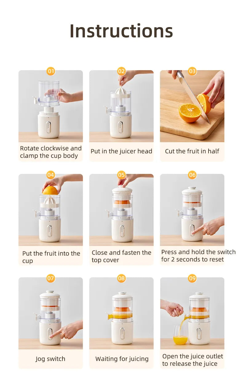 Multifunctional Wireless Electric Juicer Steel Orange Lemon Blender USB