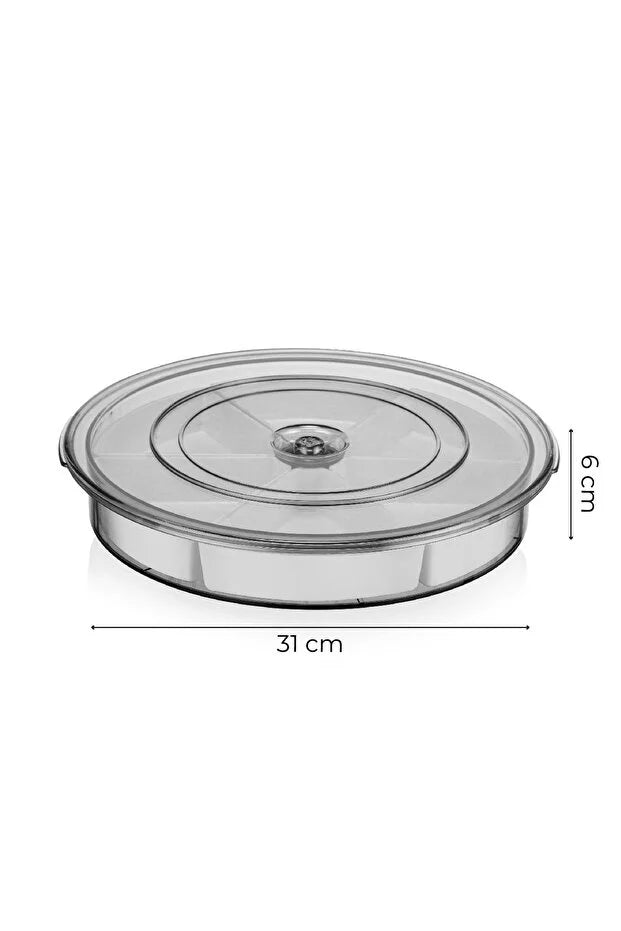 Large 6 Compartment 360 Rotating Breakfast Set Bowls Round Serving