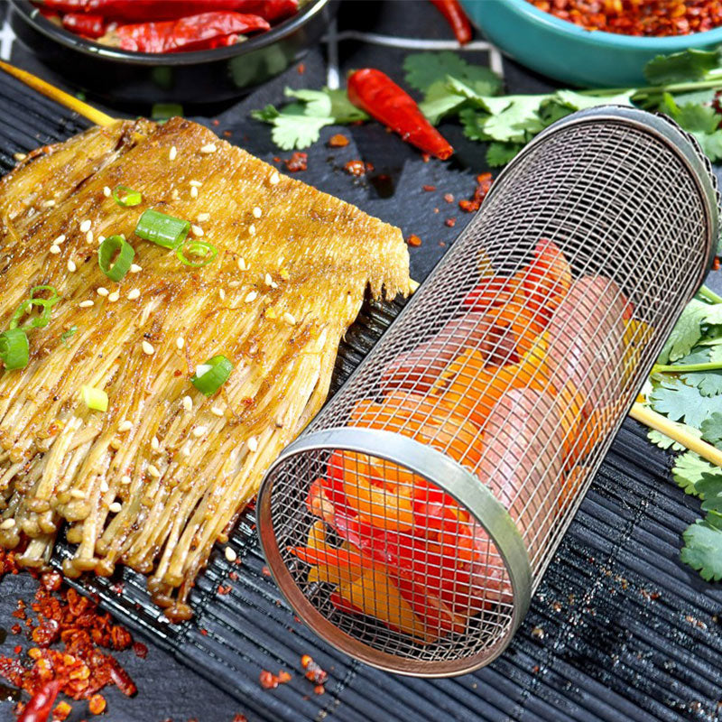 Rolling Grilling Basket Metal BBQ Barbecue